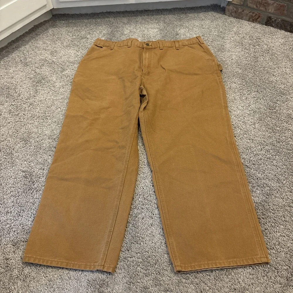 Carhartt B11 Carpenter Pants Duck Dungaree Loose Fit Pants Brown Tan 44x30